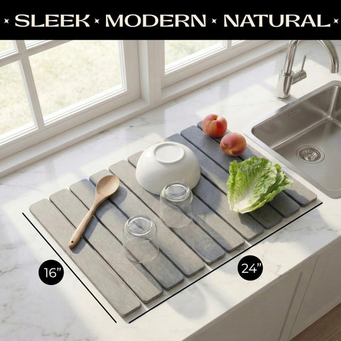 Stonevine diatomaceous-earth mat demonstrates eco-friendly material with fast moisture uptake.