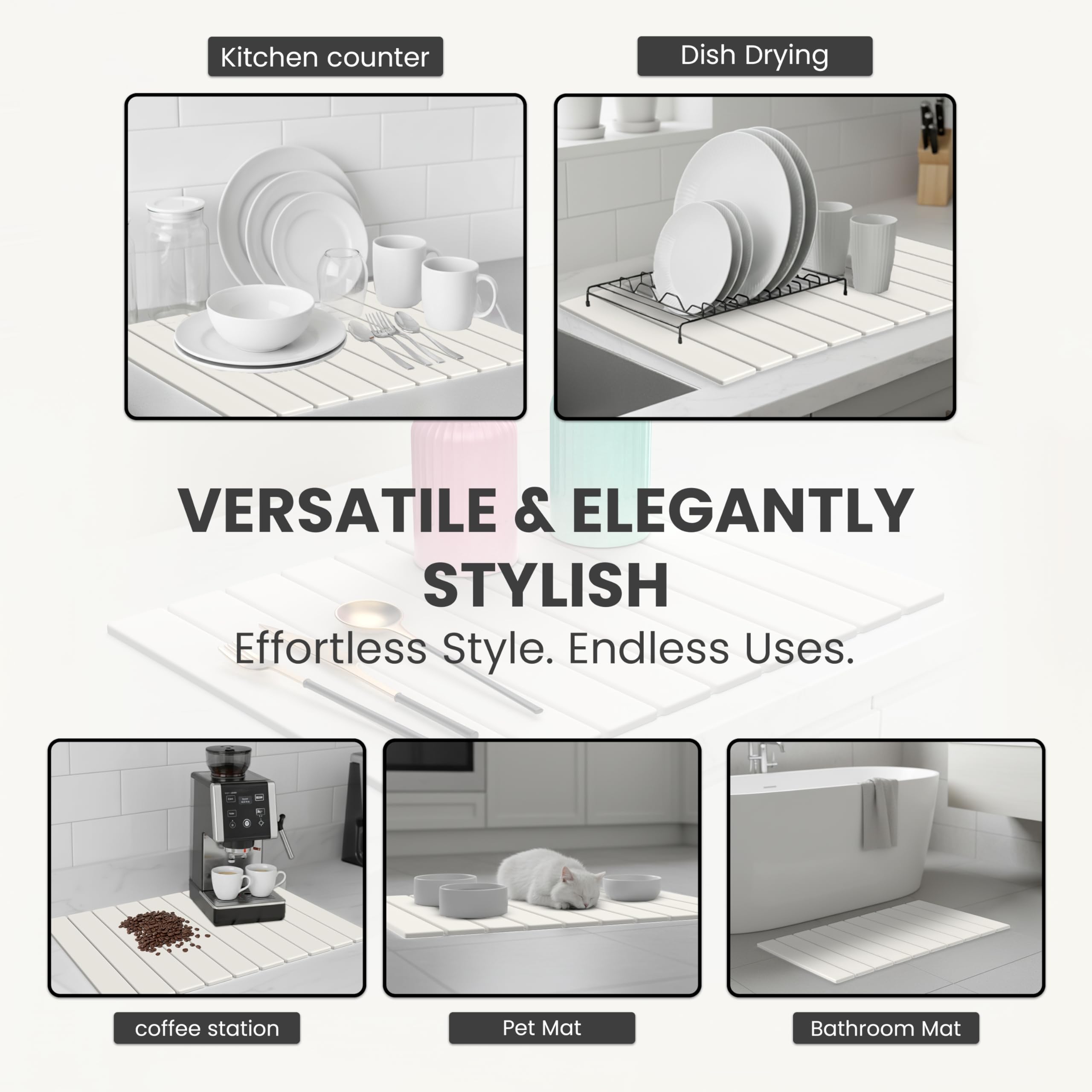 STONITE stone drying mat placed on a kitchen counter for daily use