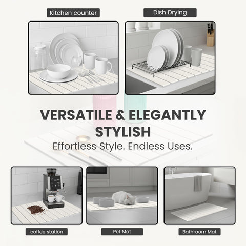 STONITE stone drying mat placed on a kitchen counter for daily use