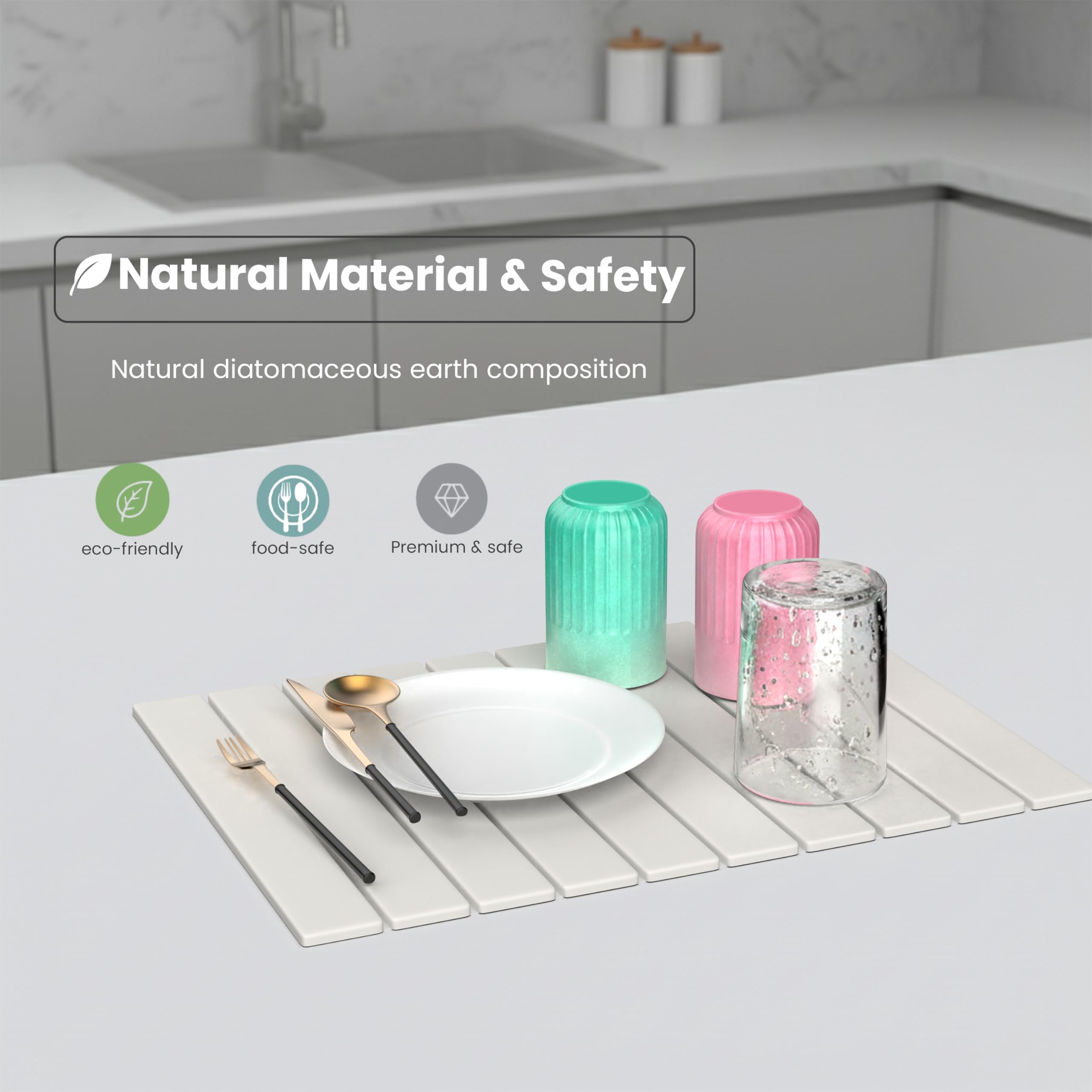 STONITE eco-friendly kitchen mat contributing to a tidy workspace