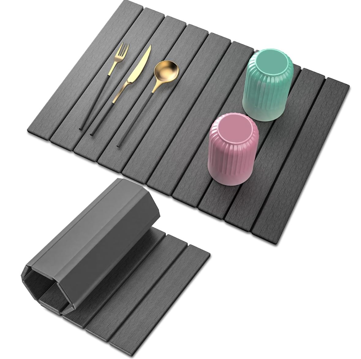 STONITE large stone dish drying mat on counter speeds air-drying of dishes.