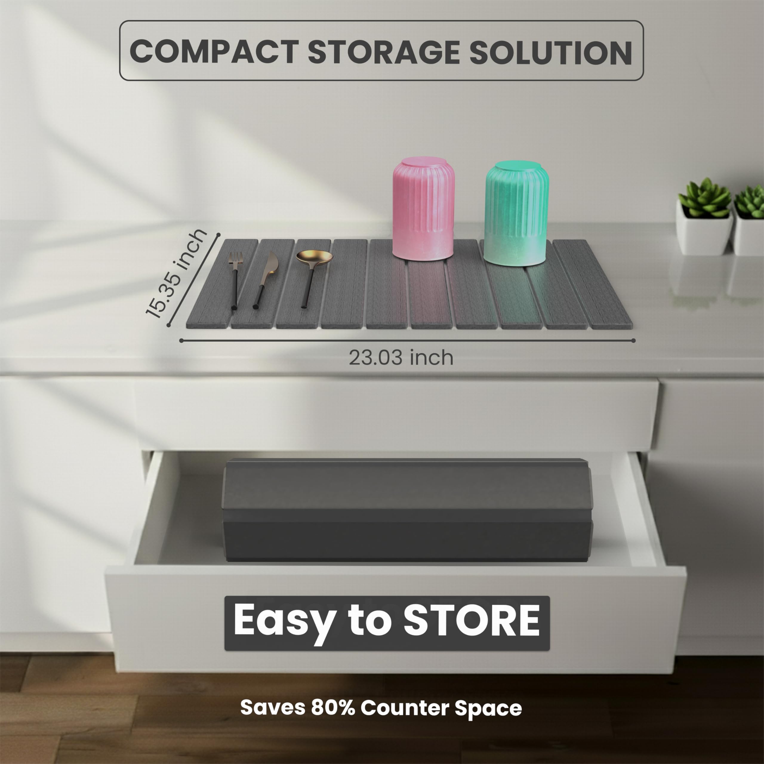 STONITE quick-drying dishes on counter reduces wait time.