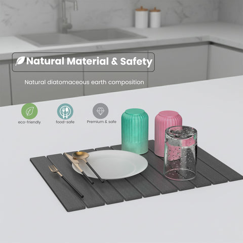 STONITE water-absorbing stone tray catches drips for cleanup.