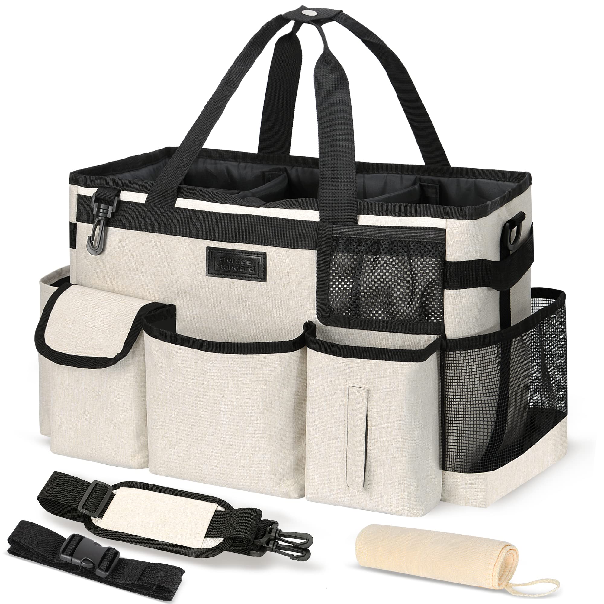 Storage Standard cleaning caddy with handle shows organized compartments for easy access