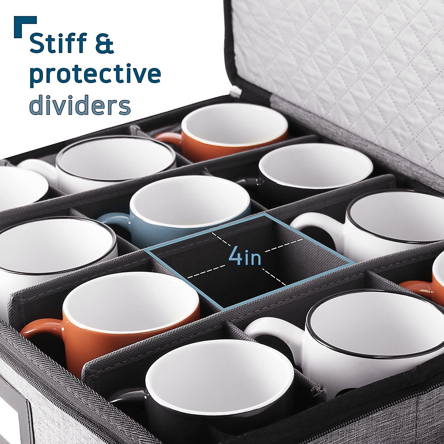 StorageBud durable shell protects mugs from bumps during moving and seasonal storage