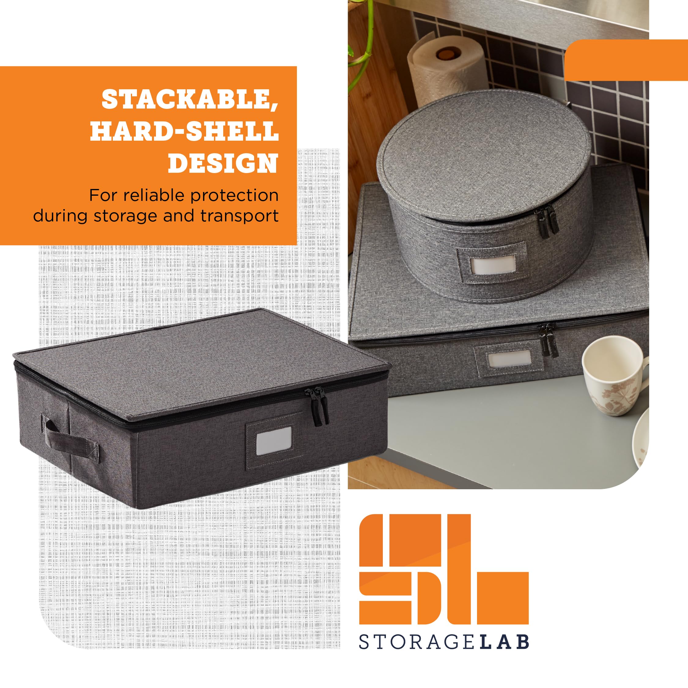 Storagelab easy-grip handles enable carry with one hand for moving between rooms.