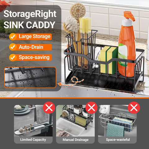 StorageRight anti-slip base holds the organizer firmly on the counter.