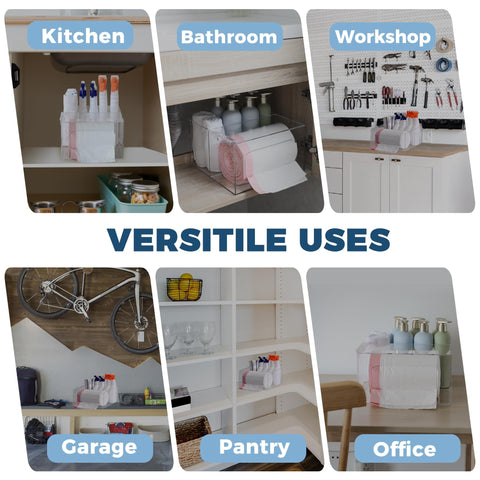 Storage Standard rubber bumper feet keep the unit stable on slick under-sink surfaces.
