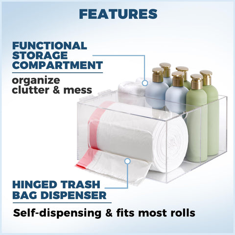 Storage Standard see-through organizer keeps bathroom trash bags neatly visible and accessible.
