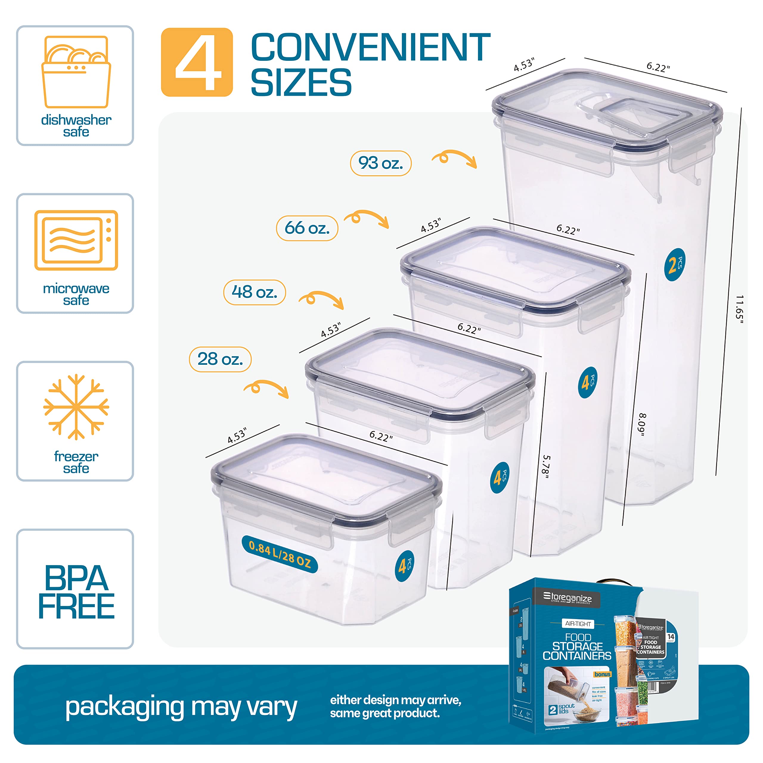 Storeganize stackable canisters for easy pantry organization and space-saving.