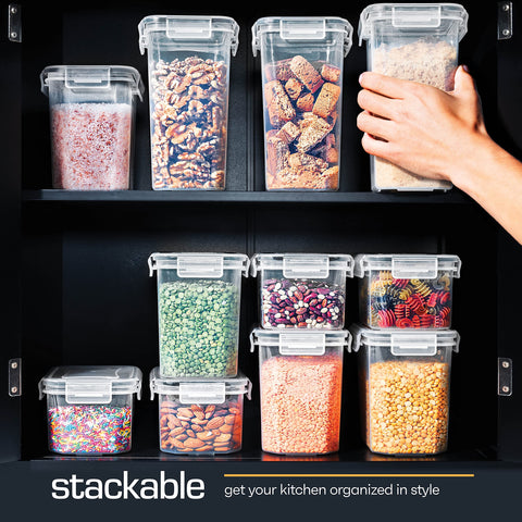 Storeganize airtight seal lids prevent moisture and keep dry foods fresh.