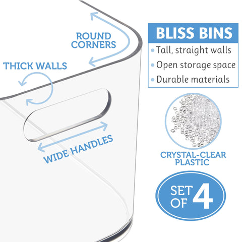 STORi Bliss bathroom storage bin stores cosmetics and toiletries neatly.