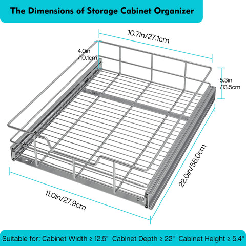 STORKING slide-out drawer with full-extension reaches pots and pans without rummaging.