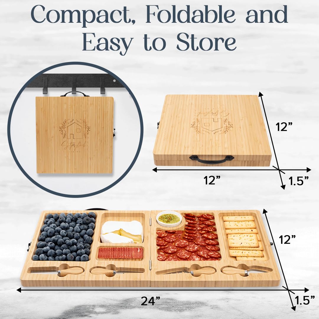 Storybook Living Charcuterie Board magnetic knife holder keeps essentials within reach during prep and serving.