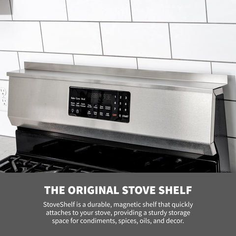 STOVE SHELF zero installation design keeps counters clean and kitchen looking streamlined