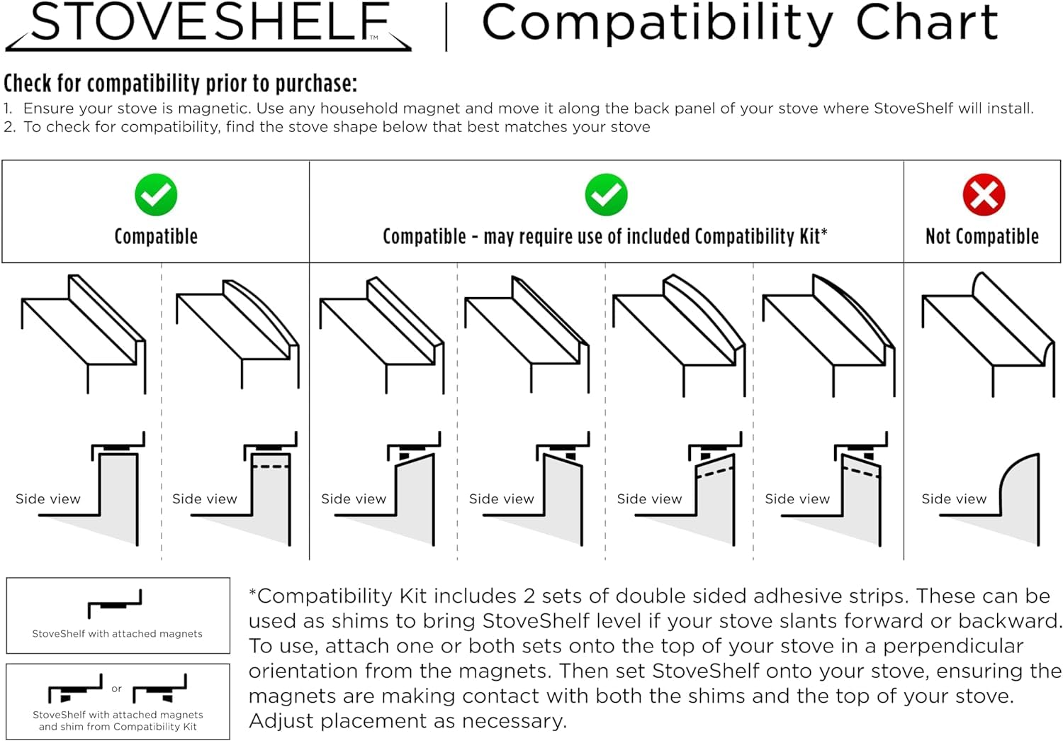 StoveShelf adds clean storage above the stove without drilling.