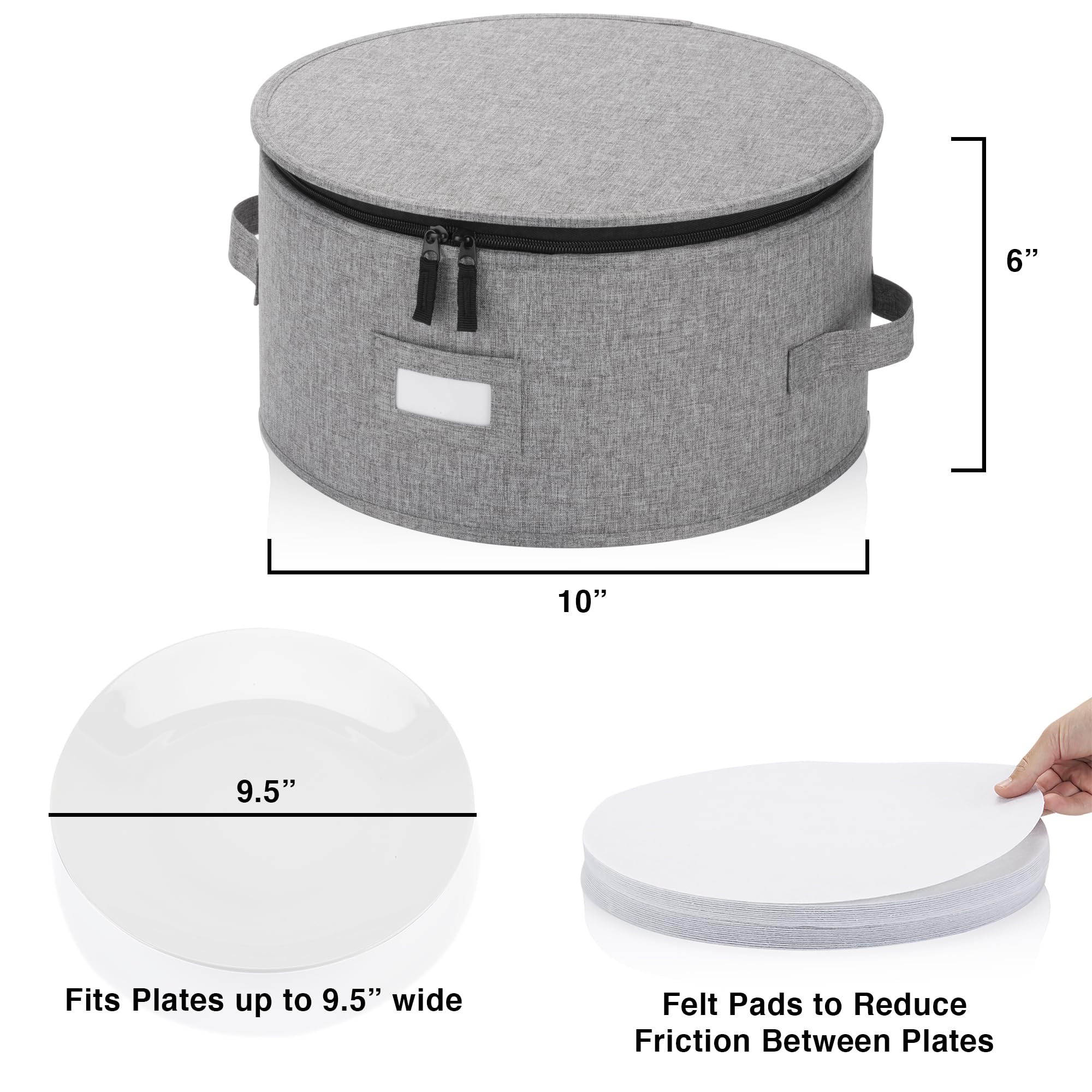 STOZU 12 felt dividers protect plates from chipping during transport.