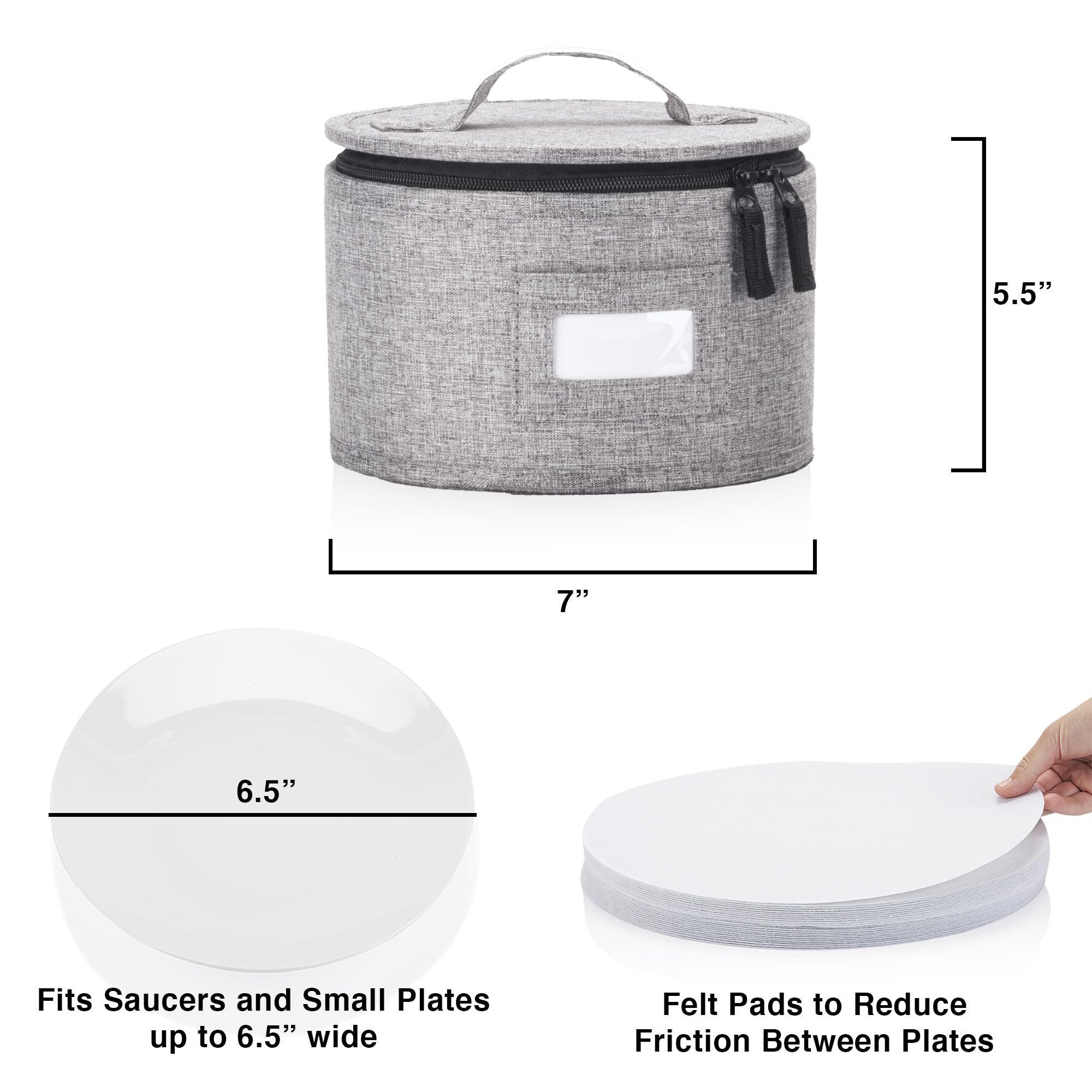 STOZU felt dividers inside protect dinnerware from scratches during transport.