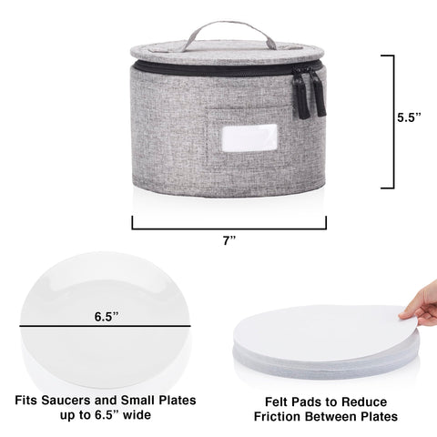 STOZU felt dividers inside protect dinnerware from scratches during transport.