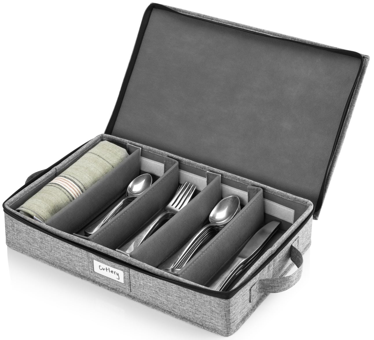 STOZU flatware storage case with five compartments for neat tableware.