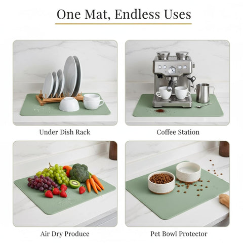 STRABELLA 16x18 inch mat shown on a kitchen counter for drying.