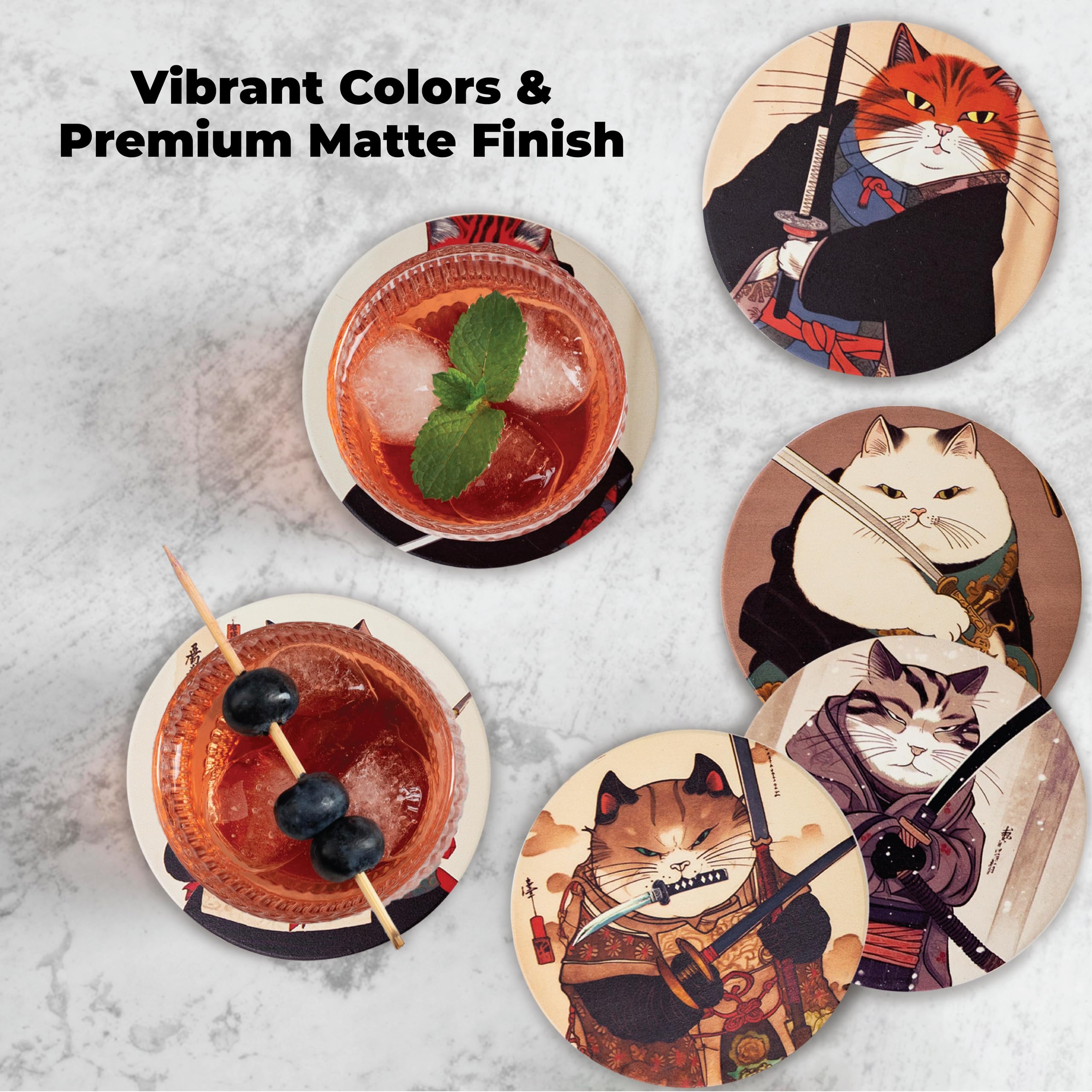 Straight Coastin Coasters in holder on a coffee table protect surfaces.