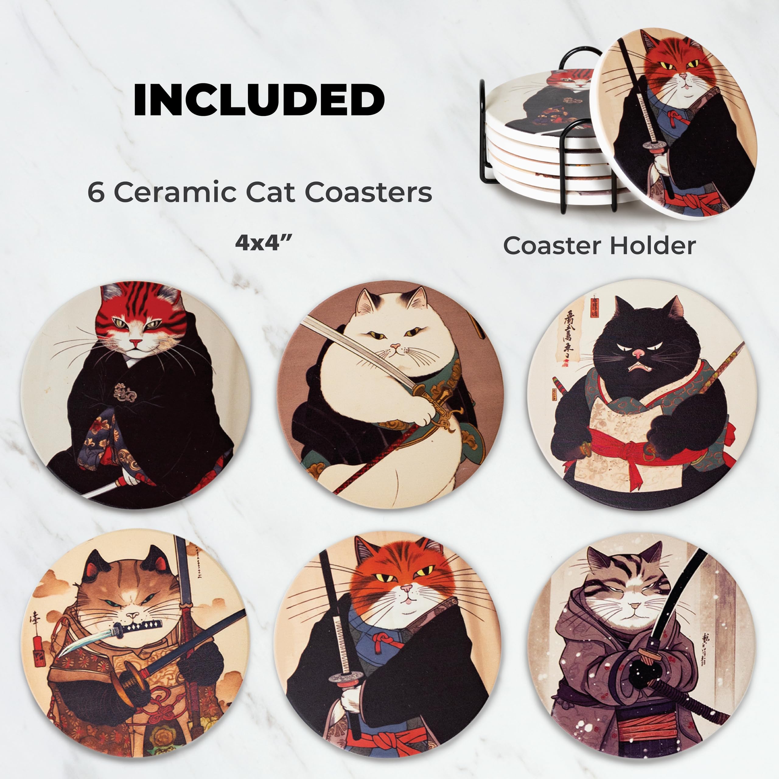 Straight Coastin Ninja Cat design coaster adds playful anime flair to drinks.
