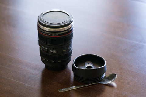 Camera lens replica design of STRATA CUPS mug sparks conversations and gift appeal.