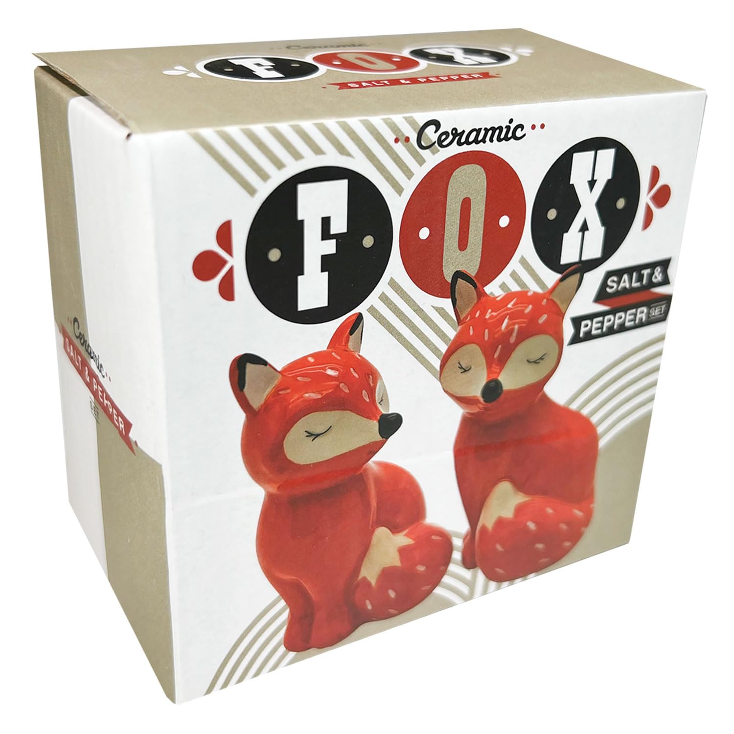 Streamline Imagined closeup of the fox ceramic shakers highlighting playful design.