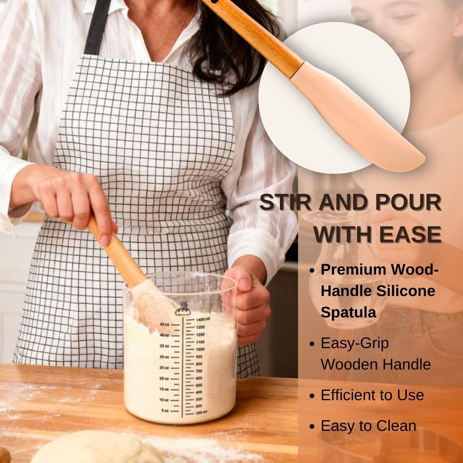 Strirumo silicone spatula ensures smooth mixing and easy scraping.