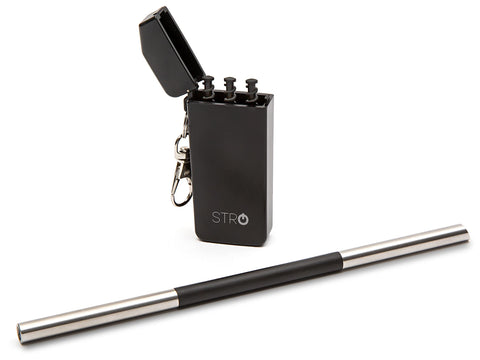 STRO portable straw with travel case for eco friendly sipping on the go.
