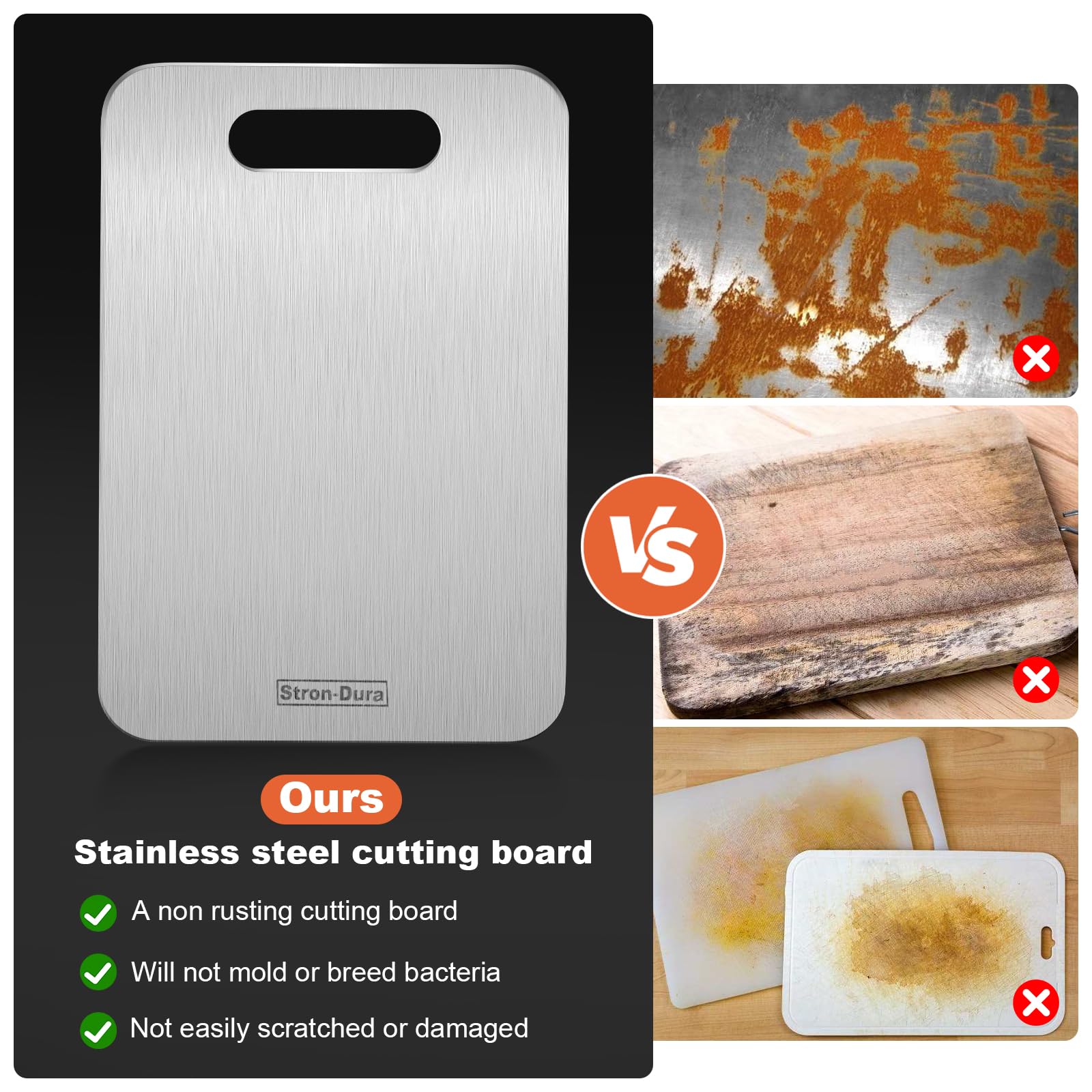 Stron-Dura cutting board fruit-veg prep cleanly handles washing and quick drying