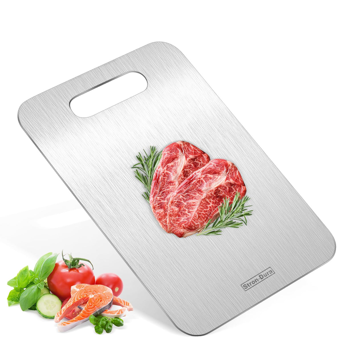 Stron-Dura cutting board stainless surface shows a sleek, rust-resistant work area