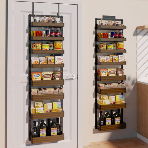 STURDIFLOW 8-tier over-the-door organizer showing secure no-shake design for steady spice storage