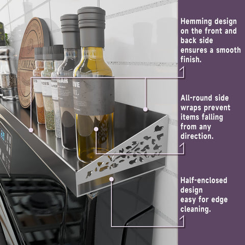 STUTOV back-of-stove storage keeps oils and condiments within reach.