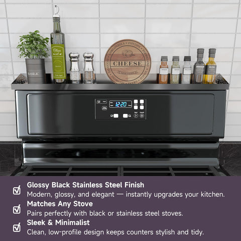 STUTOV black stainless steel finish adds modern style and durability.