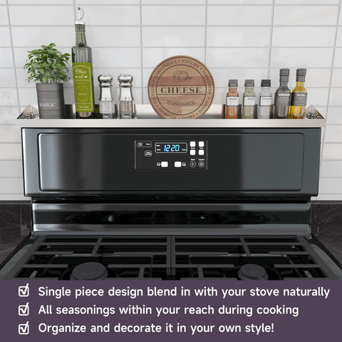 STUTOV stainless steel spice rack on stove delivers durable, rust-resistant organization.