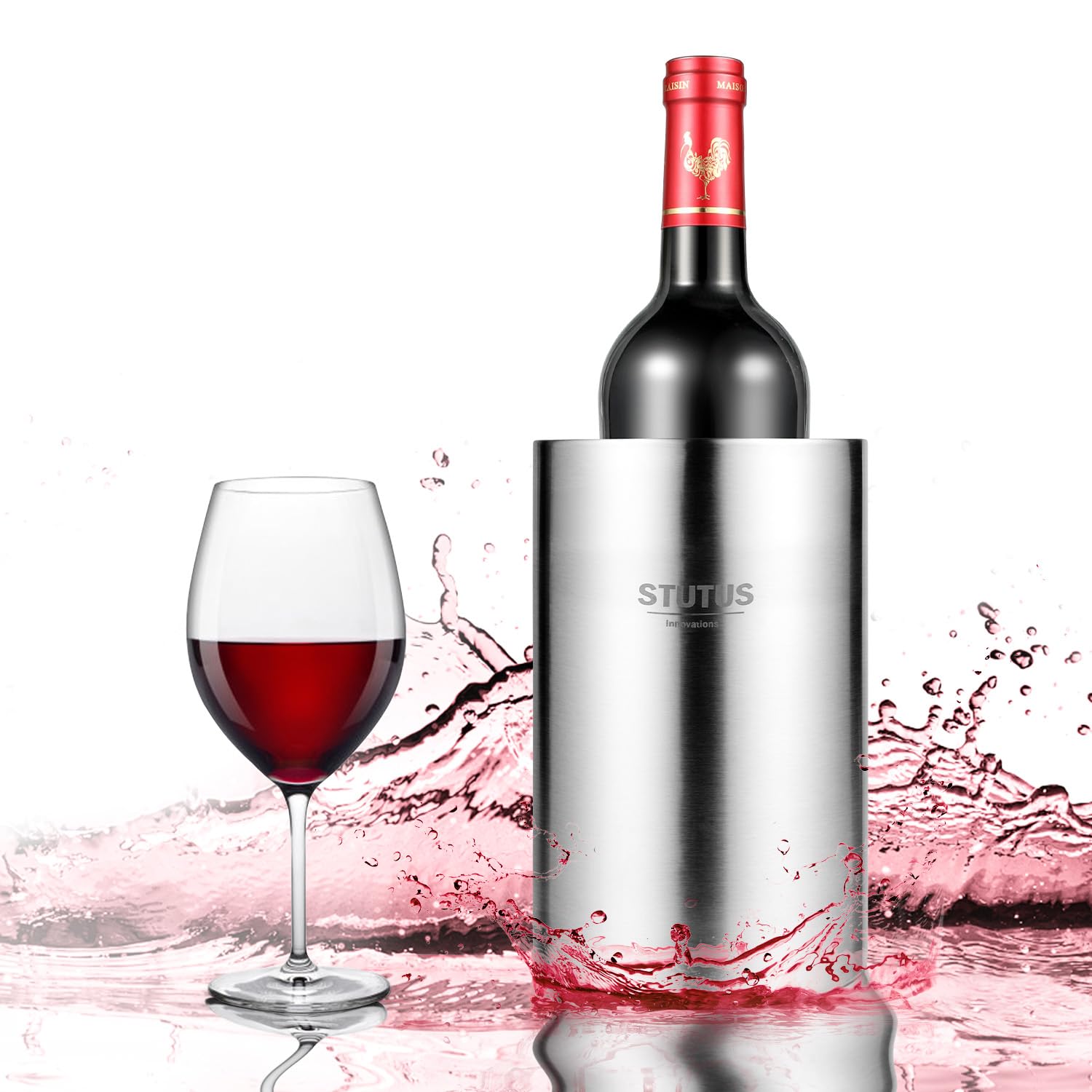 STUTUS Innovations wine chiller bucket condensation-free design protects tabletops