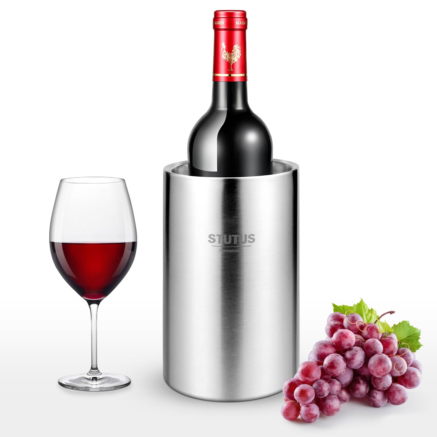 STUTUS Innovations wine chiller bucket stainless 304 ensures durability and easy cleaning