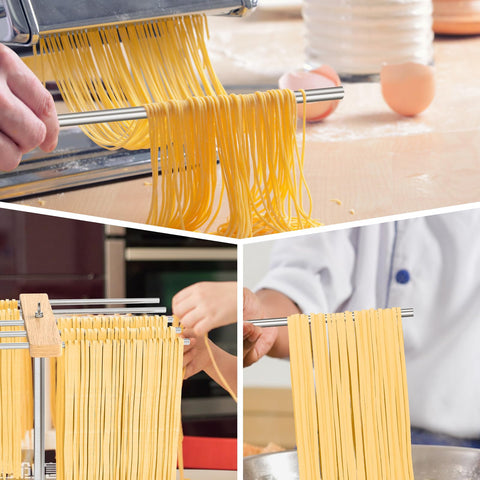 STWWO collapsible pasta drying rack folds flat for easy storage.