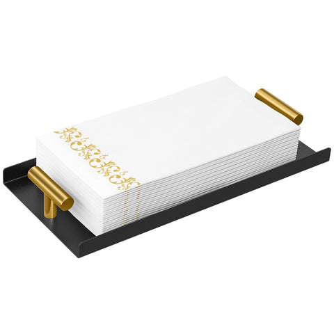 STWWO napkin holder in black with golden T-handle for bathroom organization