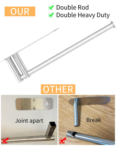 STWWO paper towel holder mounted under cabinet with roll in bright kitchen