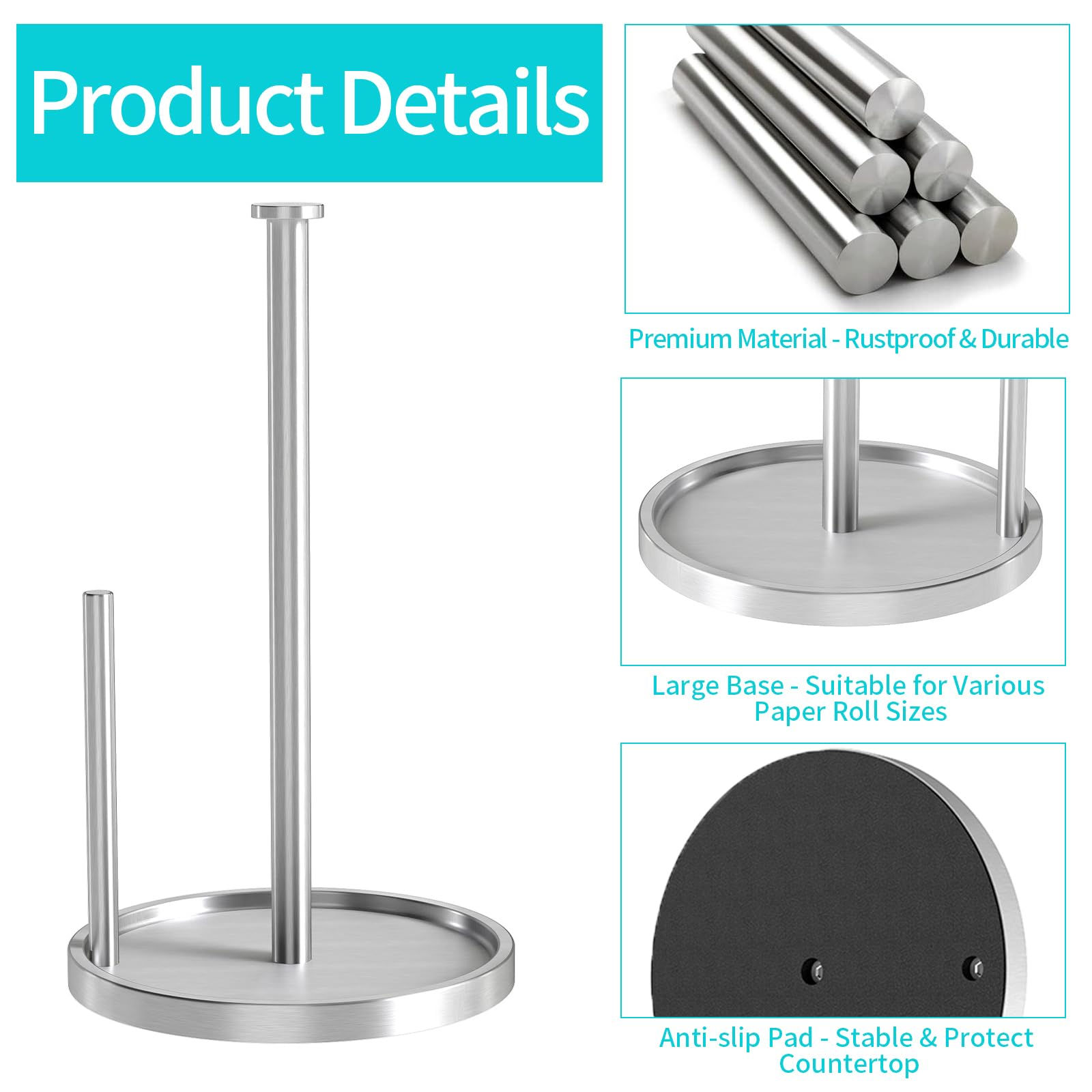 STWWO weighted base with anti-slip pad protects counters and reduces wobble.