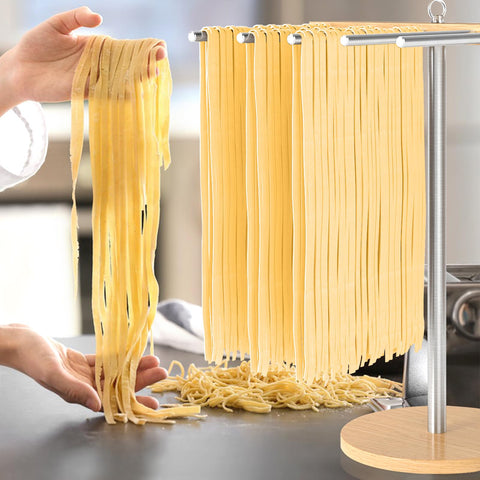 STWWO pasta drying rack arms keep noodles evenly spaced to prevent sticking.