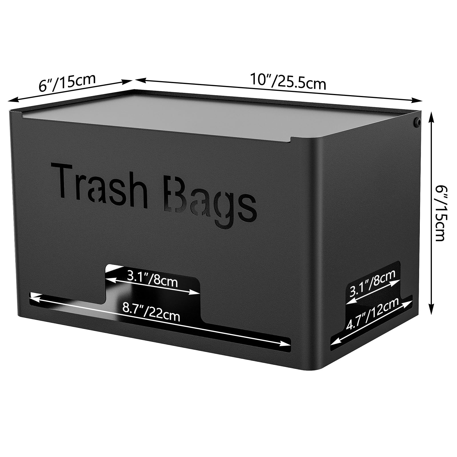 STWWO trash bag dispenser lid open highlighting quick bag replacement