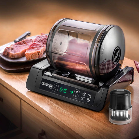 STX International Chef's Elite meat tenderizer prepares dense cuts for marinade.