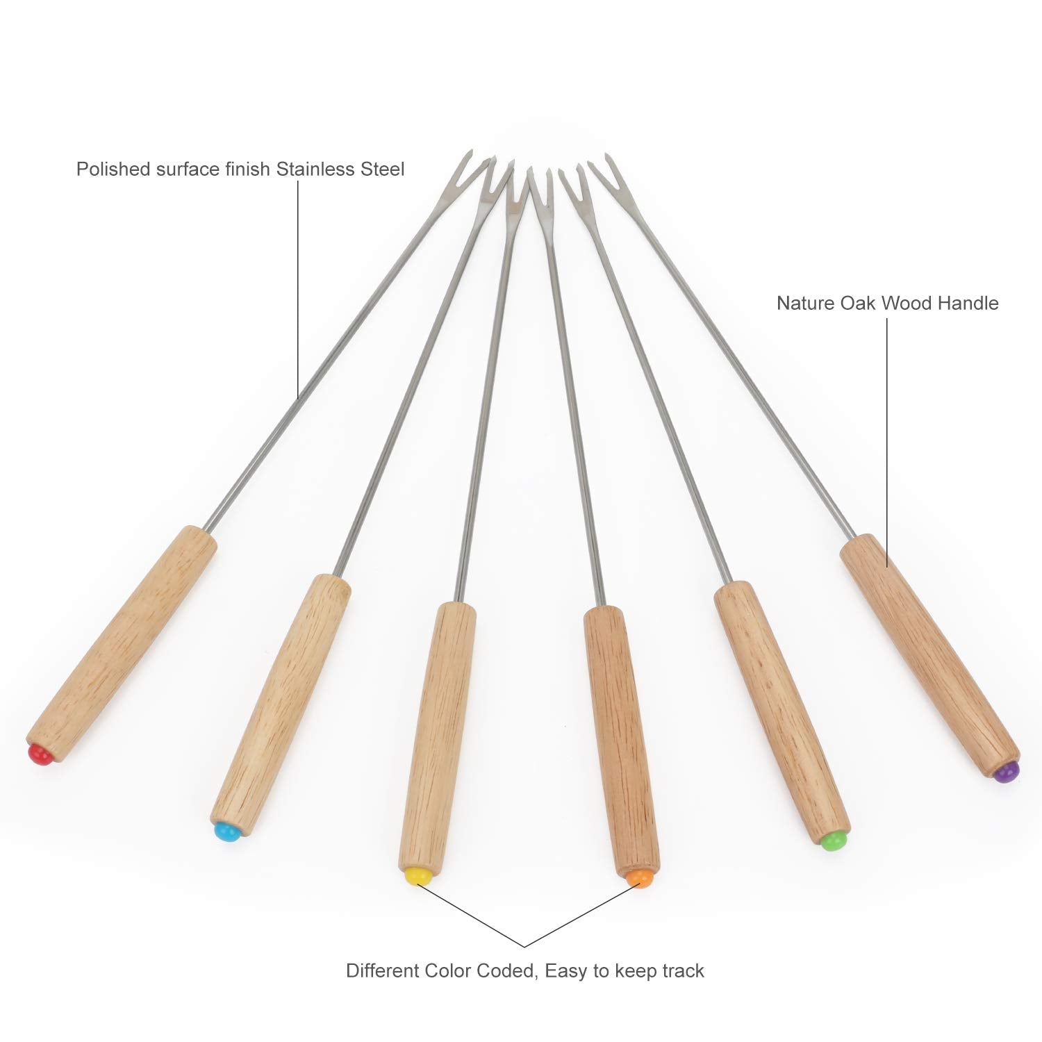 STYDDI fondue forks measure 9.5 inches for safe distance.
