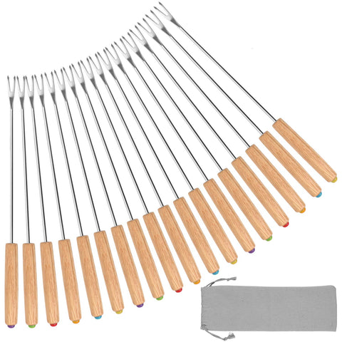 STYDDI fondue fork with wooden handle close-up for safe, comfortable cooking.