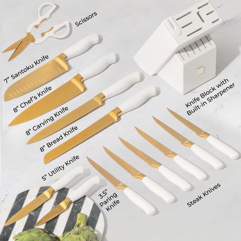 STYLED SETTINGS 14-piece knife set covers all prep needs for the kitchen.