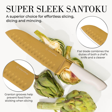 STYLED SETTINGS gold-tone blades resist corrosion during daily use.